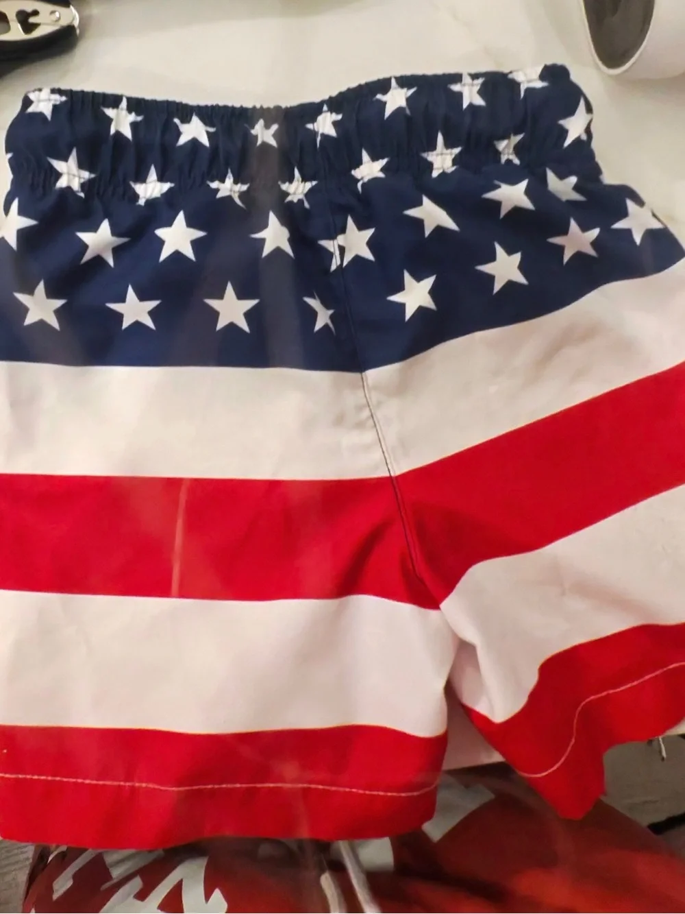American flag swim trunks